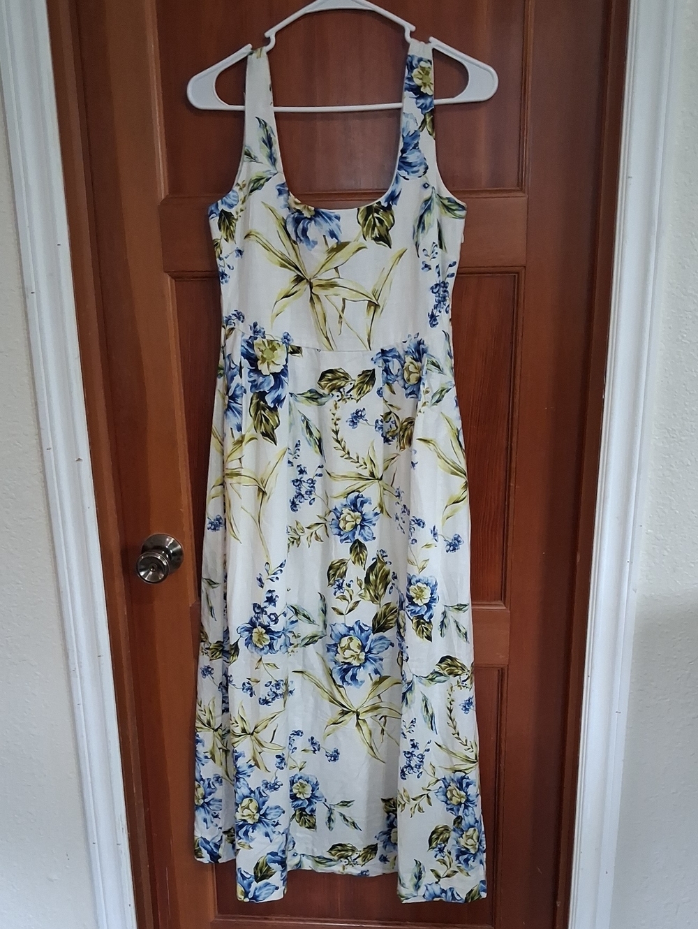 Joie Cream Maxi Dress with Blue and Green Floral Print
